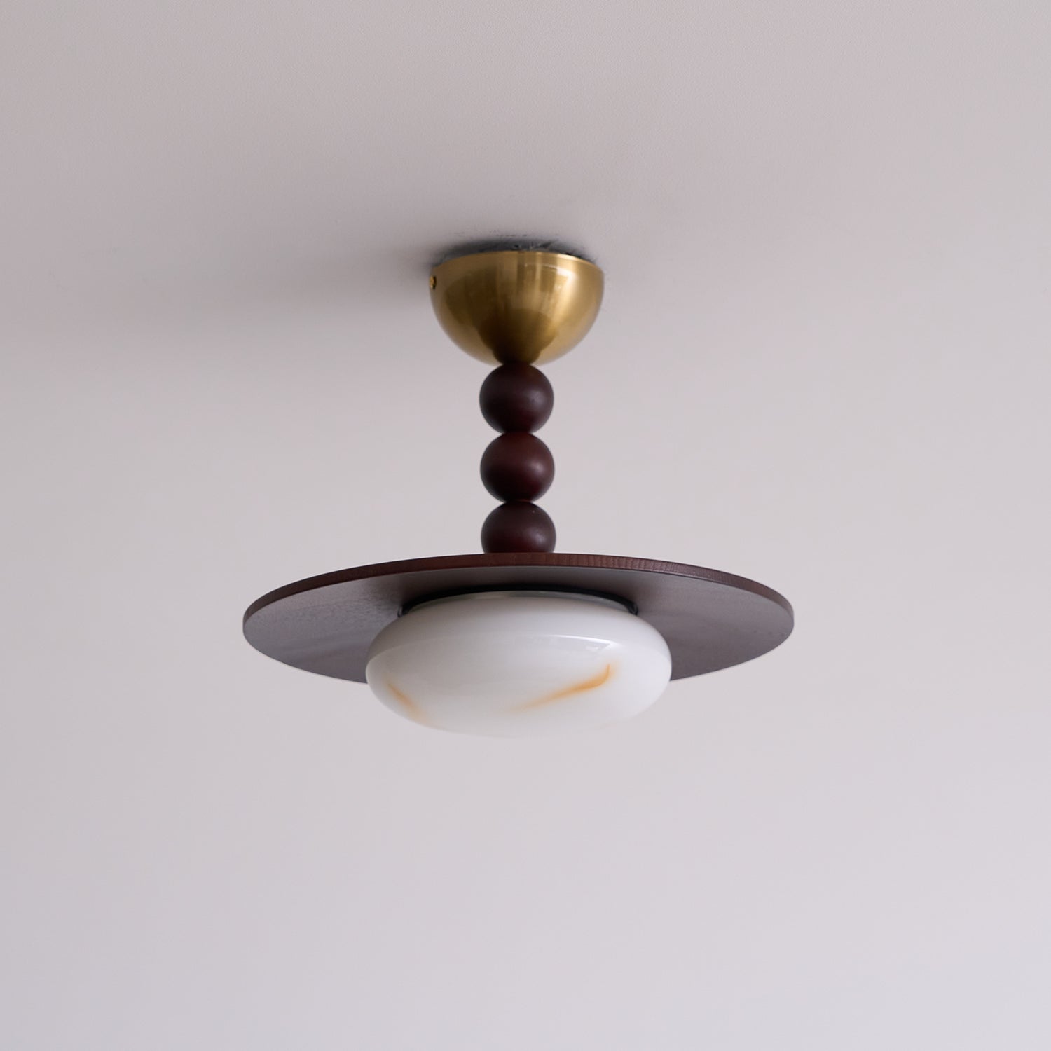 Yeste Ceiling Light in Walnut Color and White Alabaster Imitation