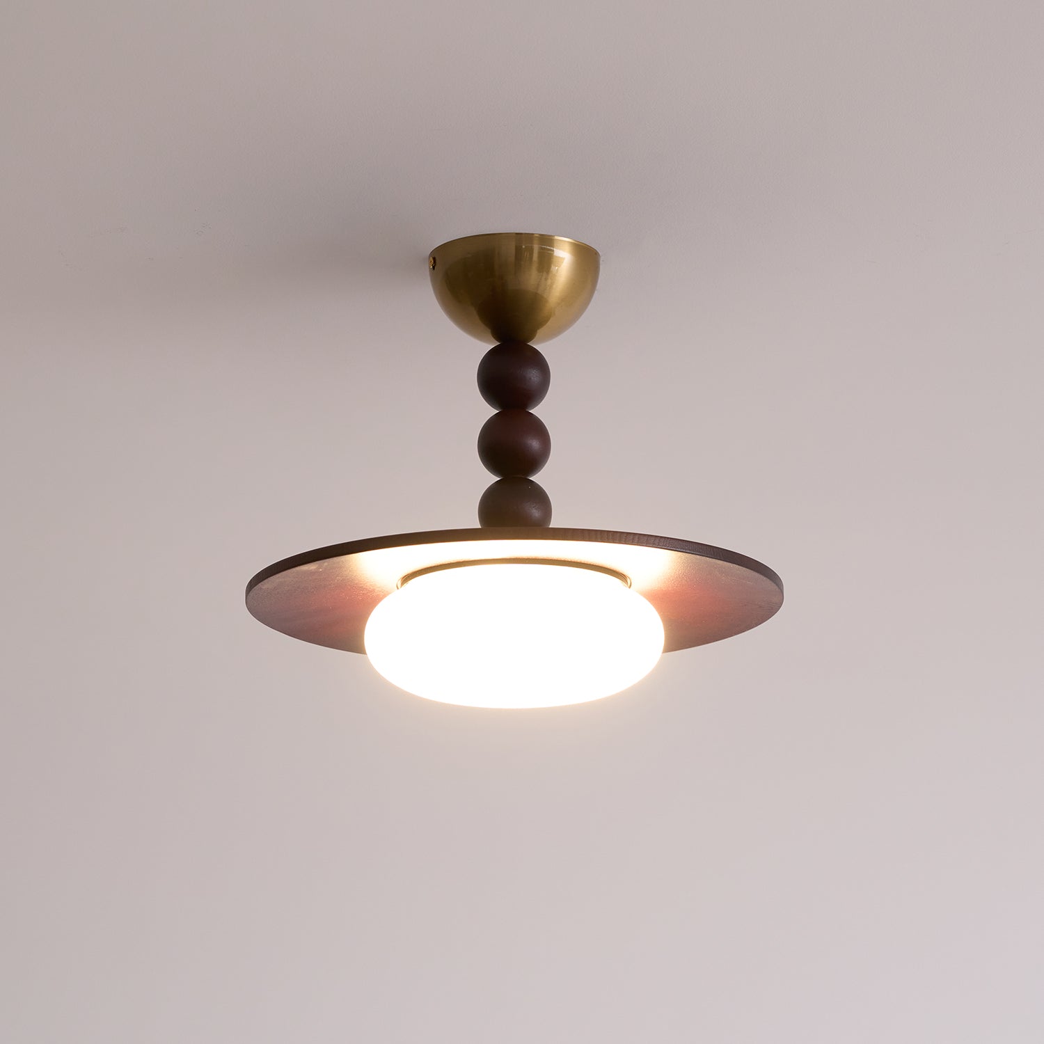Yeste Ceiling Light in Walnut Color and White Alabaster Imitation