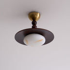 Yeste Ceiling Light in Walnut Color and White Alabaster Imitation