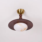 Yeste Ceiling Light in Walnut Color and White Alabaster Imitation