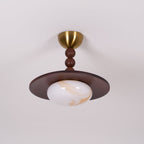 Yeste Ceiling Light in Walnut Color and White Alabaster Imitation