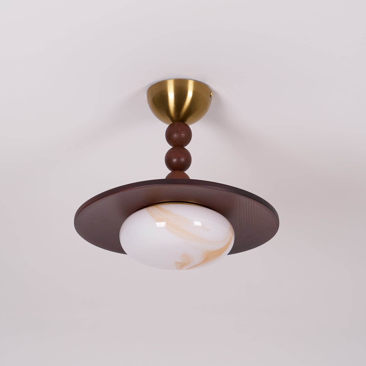 Yeste Ceiling Light in Walnut Color and White Alabaster Imitation