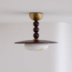 Yeste Ceiling Light in Walnut Color and White Alabaster Imitation