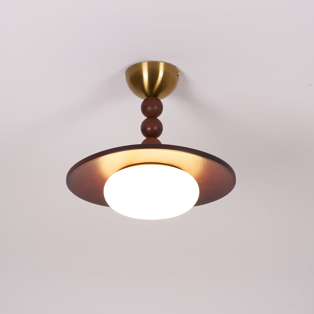 Yeste Ceiling Light in Walnut Color and White Alabaster Imitation