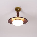 Yeste Ceiling Light in Walnut Color and White Alabaster Imitation