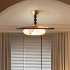 Yeste Ceiling Light in Walnut Color and White Alabaster Imitation