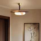 Yeste Ceiling Light in Walnut Color and White Alabaster Imitation