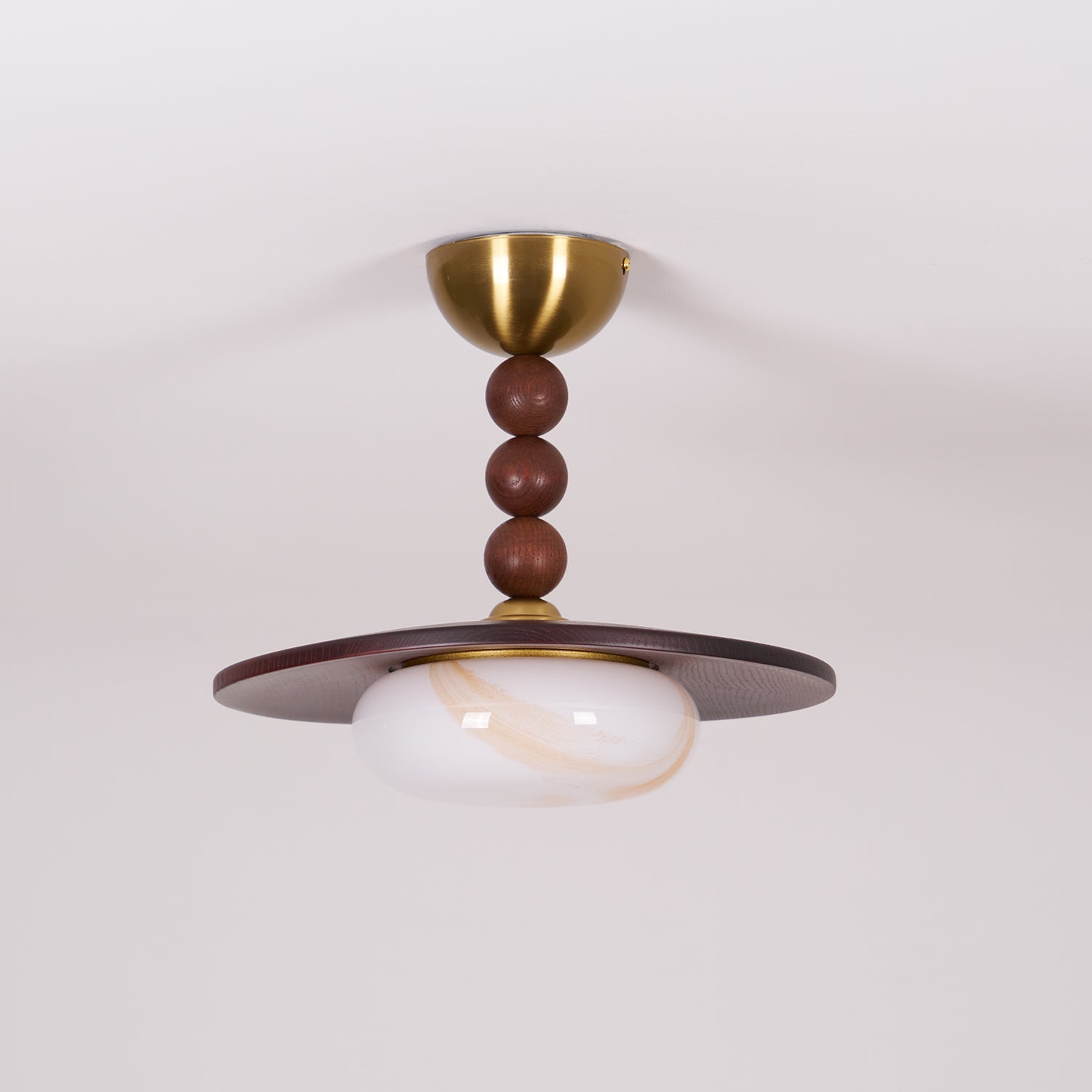 Yeste Ceiling Light in Walnut Color and White Alabaster Imitation