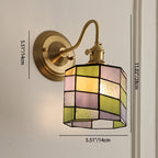 Vintage Tiffany Glass Brass Wall Sconce Lamp 1-Light