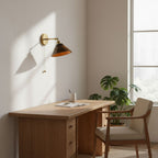 Vintage Dome Wooden Brass Wall Sconce 1-Light