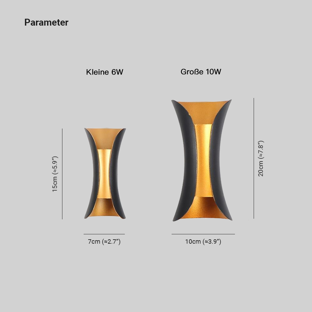 Ray Design Curved LED Outdoor Wall Light Gold/Black/White Garden/Hall Metal