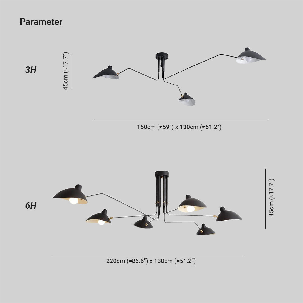 Jaler Industrial Ceiling Light with Three Arms