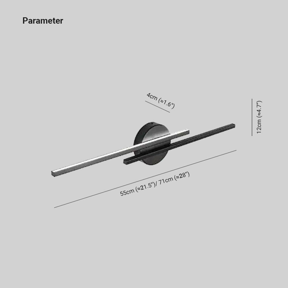 Arisha Modern LED Wall Light, Twin Linear, Black/White, Metal, Bedroom