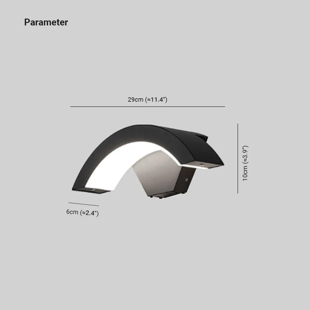 Elvon Nordic Arc Waterproof LED Outdoor Wall Lamp, Black