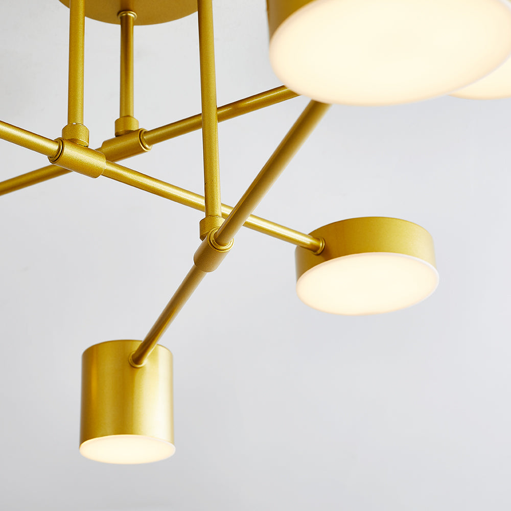 Quor LED Flush Ceiling Light, Black/White/Gold 6 Head