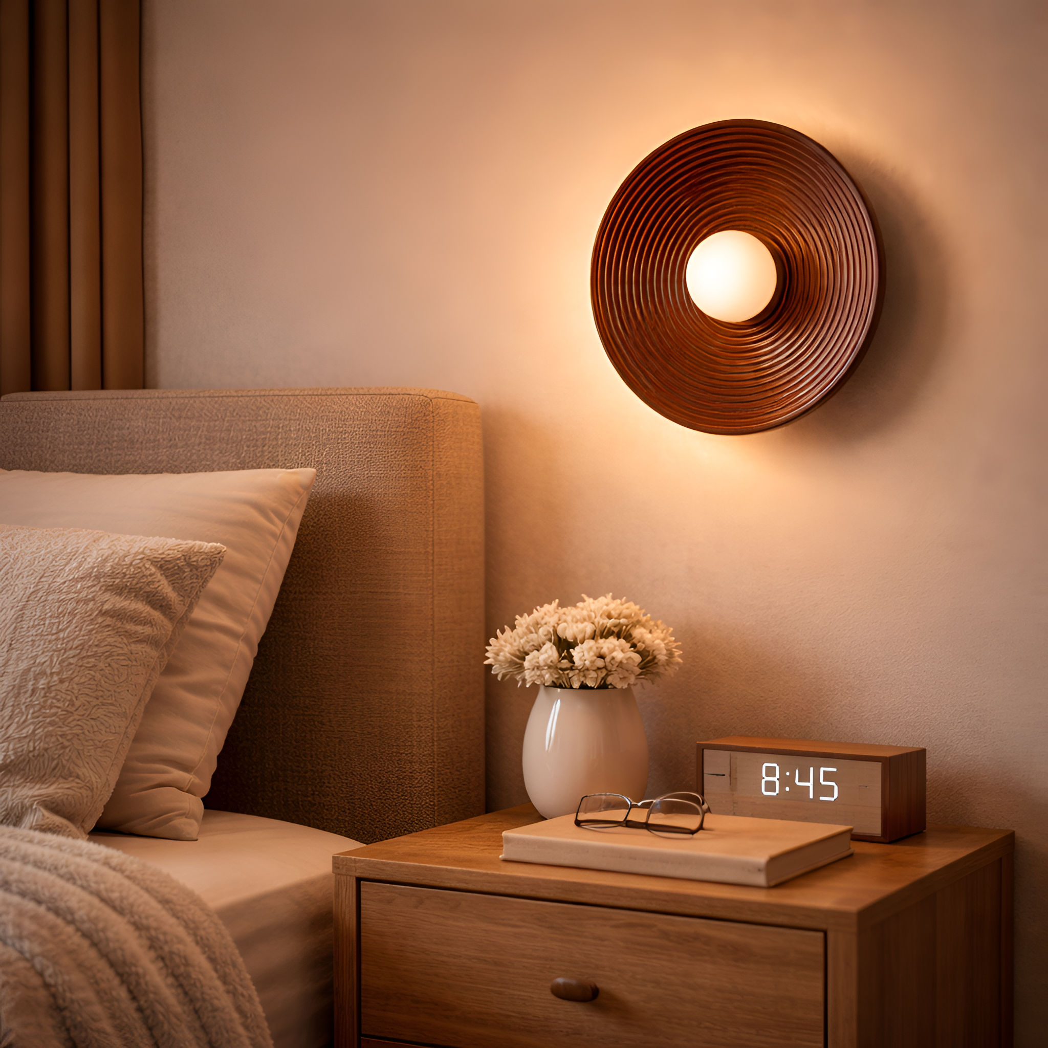Damarion - Japanese Retro Round Wooden Wall Lamp Nordic