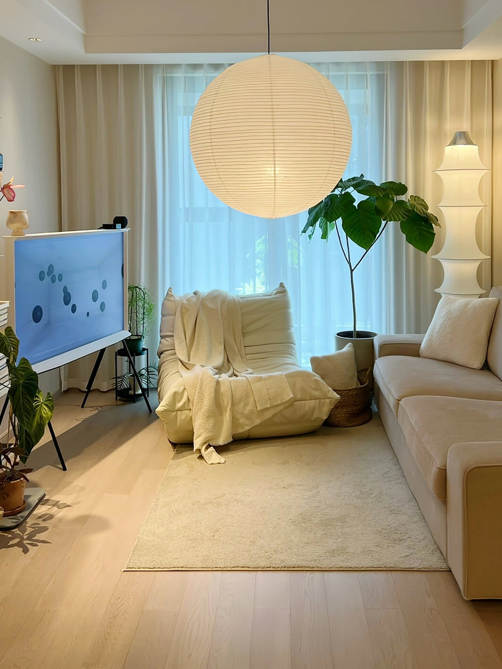 Washi Paper Suspension Lamp for Living Room