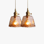 Zina Vintage Geometric Glass Suspension. Brass. Living Room