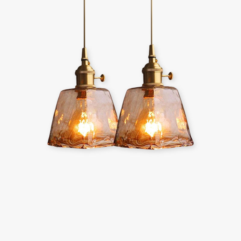 Zina Vintage Geometric Glass Suspension. Brass. Living Room