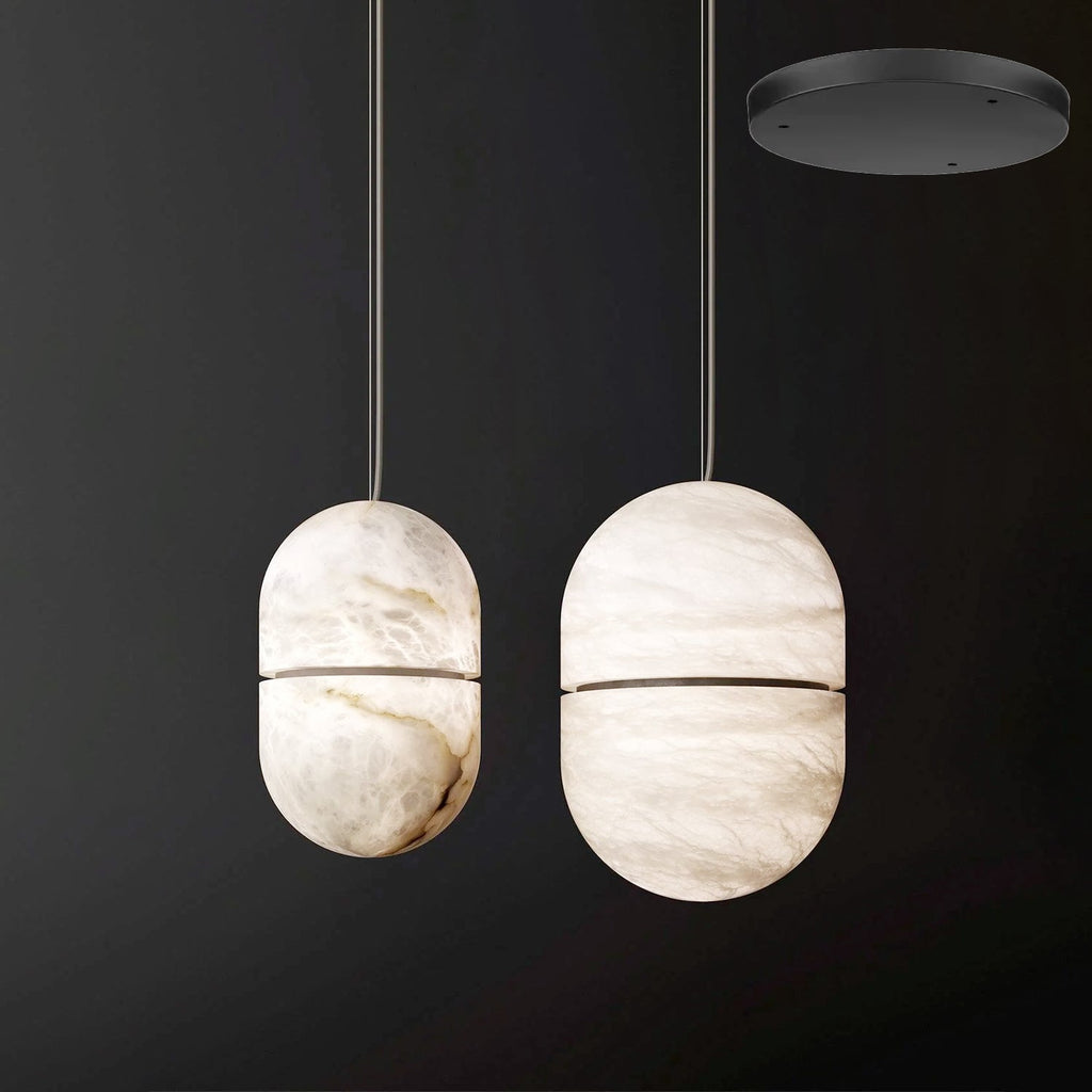 Strata Alabaster Capsule-Shape Pendant Light