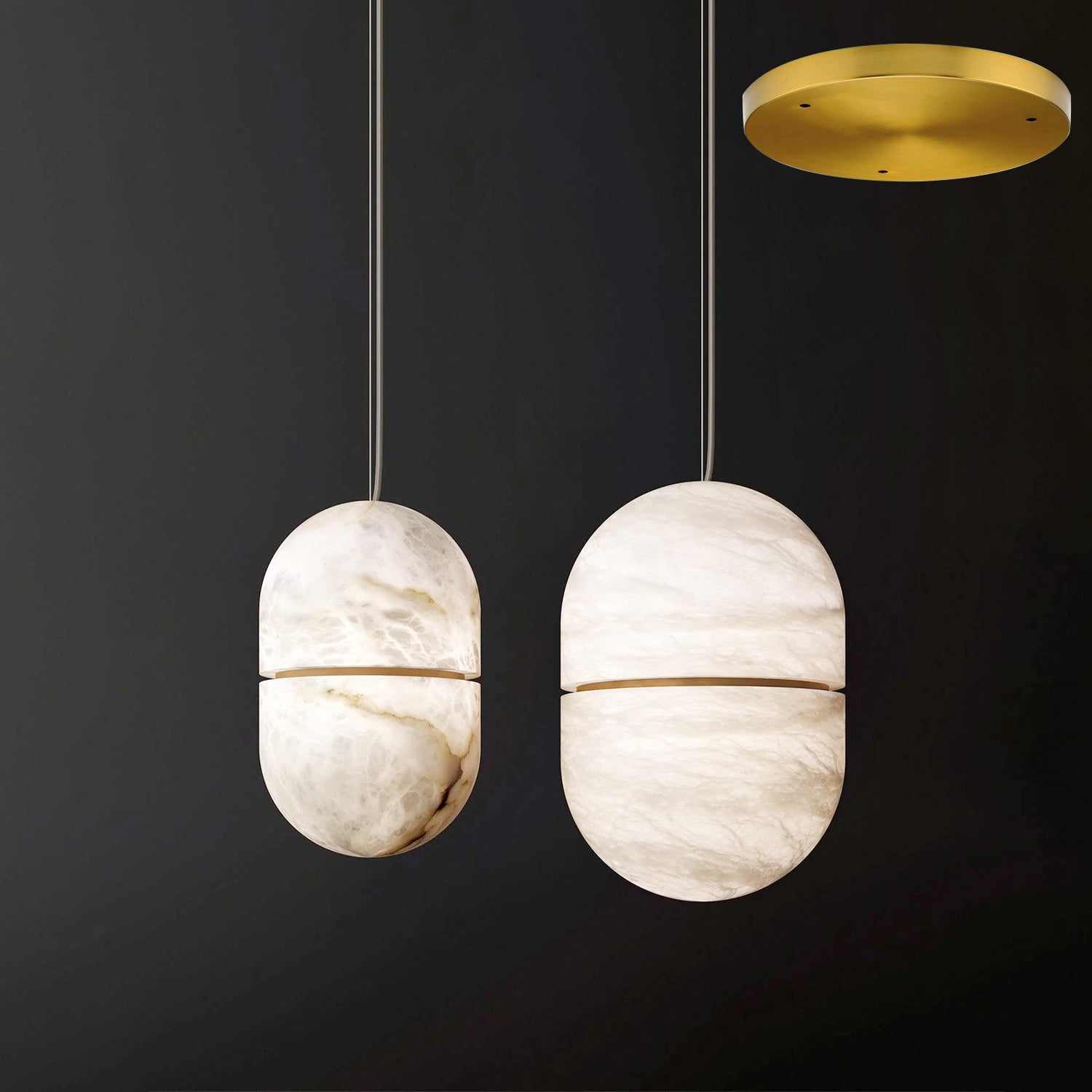 Strata Alabaster Capsule-Shape Pendant Light