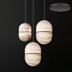 Strata Alabaster Capsule-Shape Pendant Light