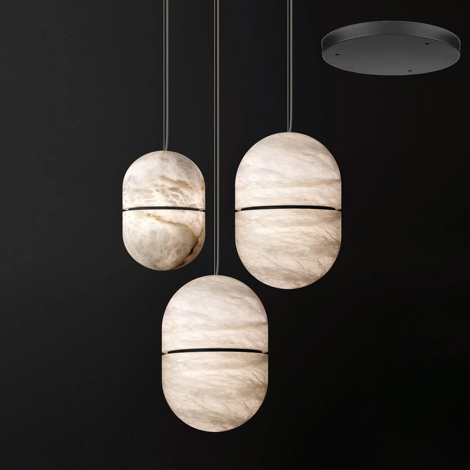 Strata Alabaster Capsule-Shape Pendant Light