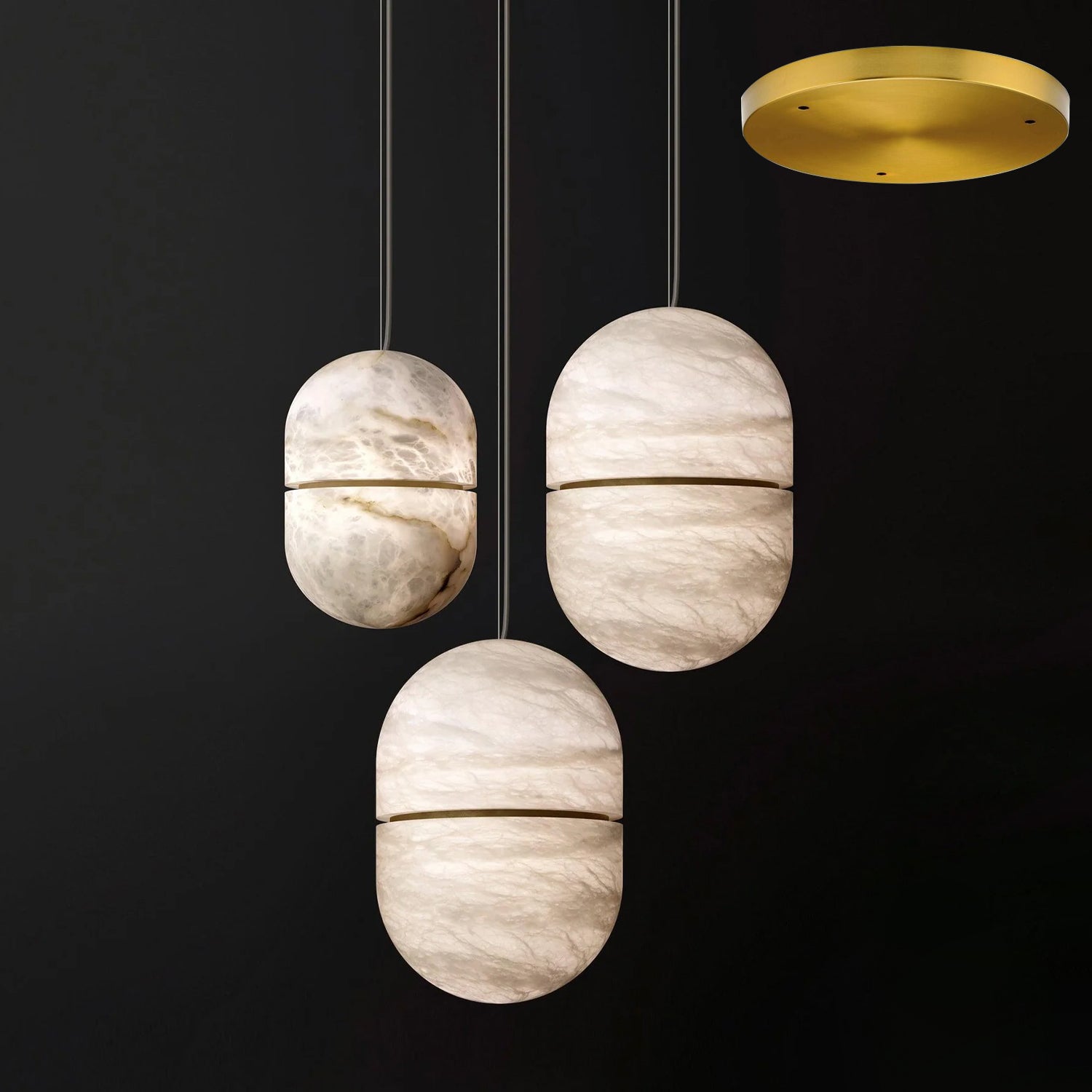Strata Alabaster Capsule-Shape Pendant Light