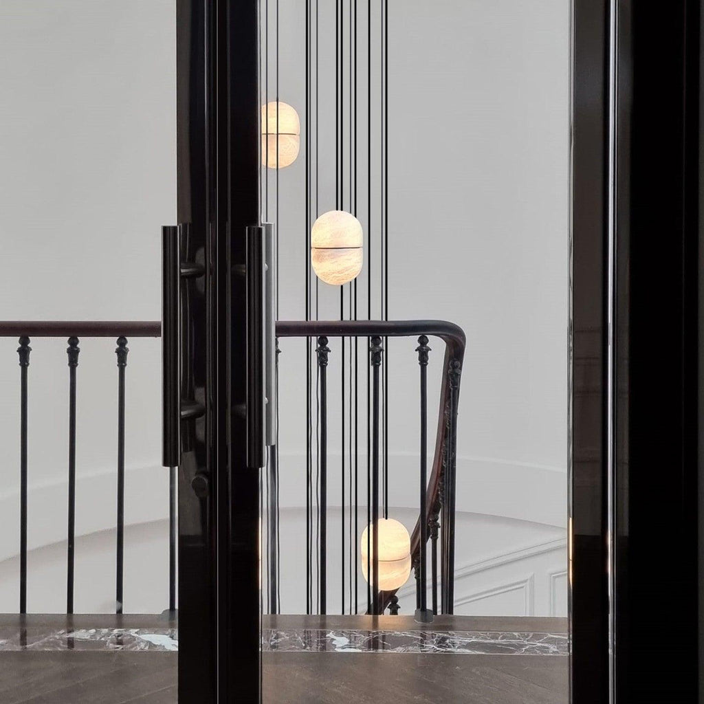 Strata Alabaster Capsule-Shape Pendant Light