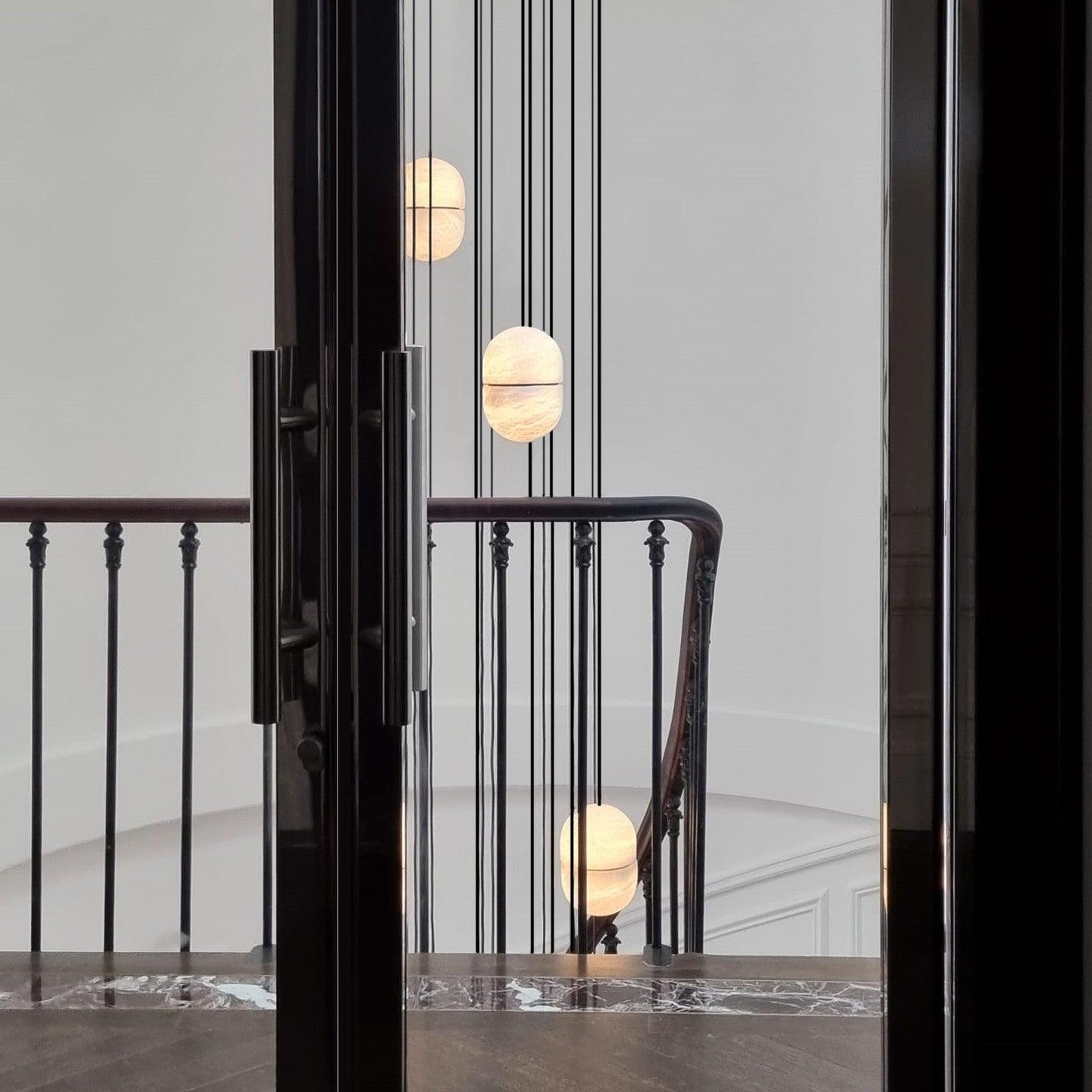 Strata Alabaster Capsule-Shape Pendant Light