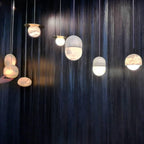 Strata Alabaster Capsule-Shape Pendant Light