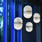 Strata Alabaster Capsule-Shape Pendant Light