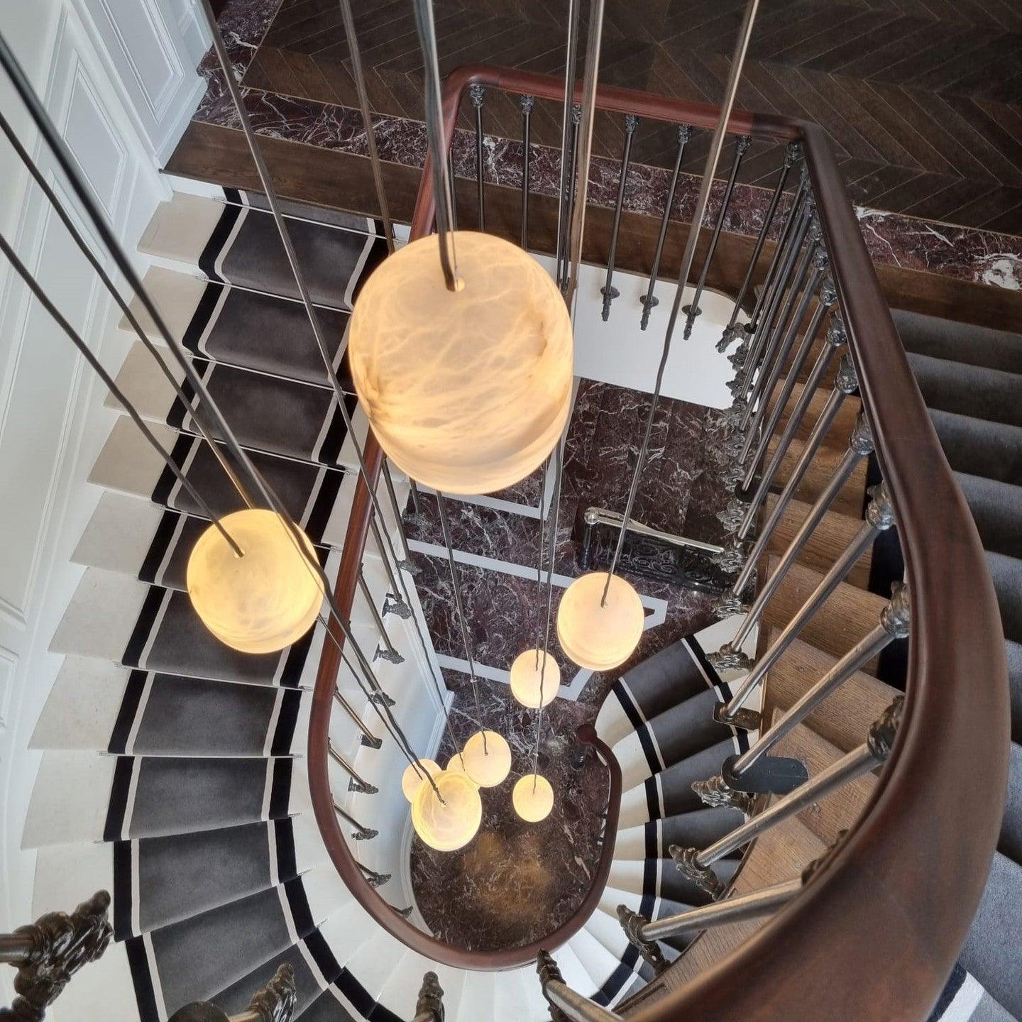 Strata Alabaster Capsule-Shape Pendant Light