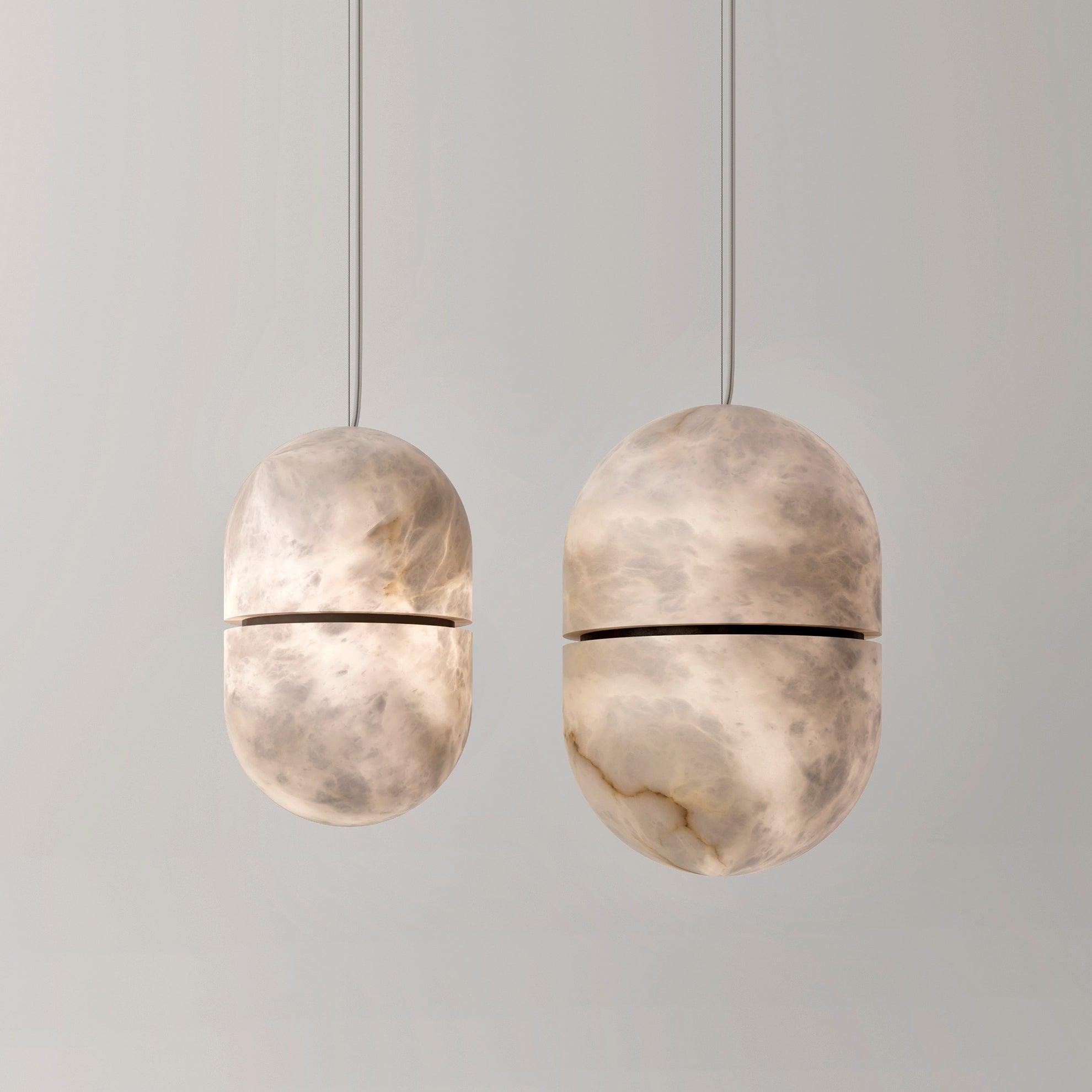 Strata Alabaster Capsule-Shape Pendant Light