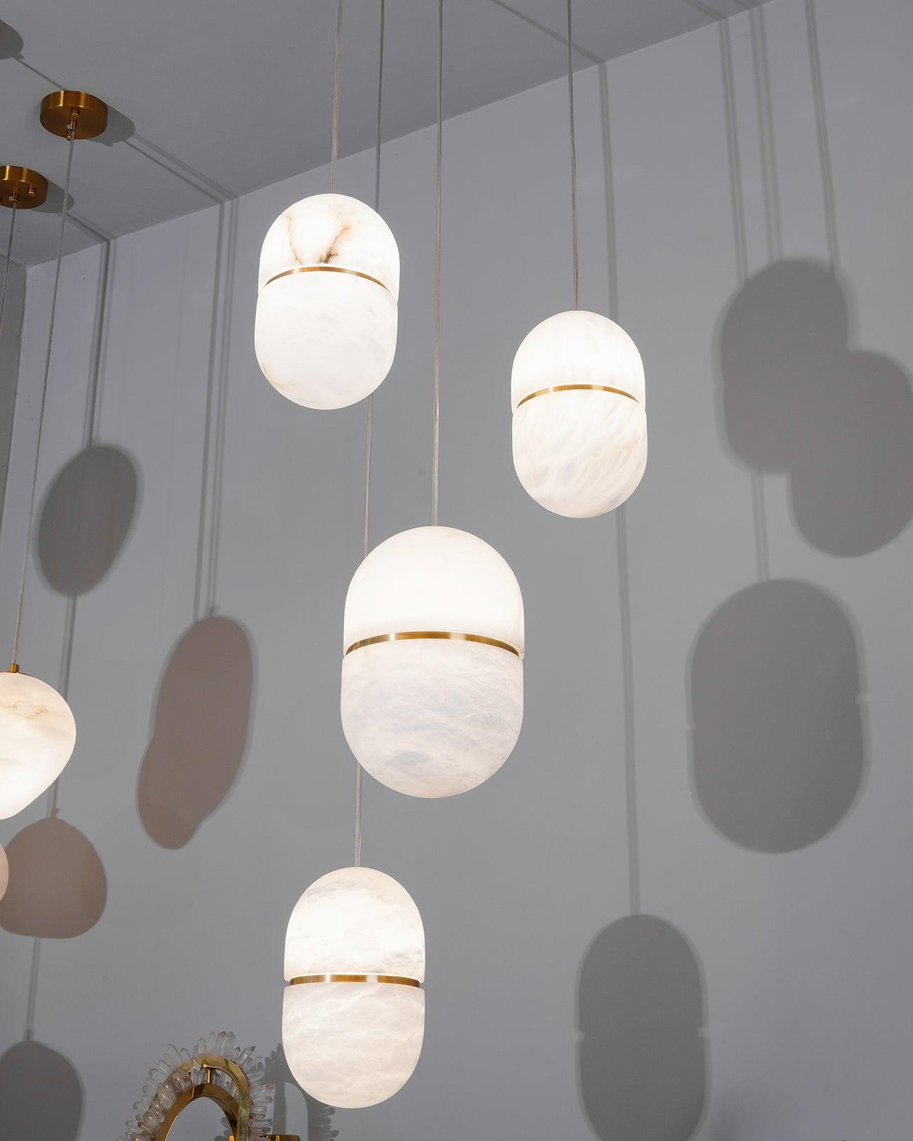 Strata Alabaster Capsule-Shape Pendant Light