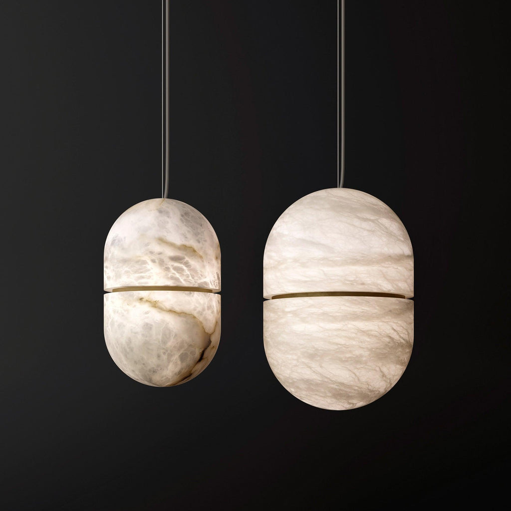Strata Alabaster Capsule-Shape Pendant Light