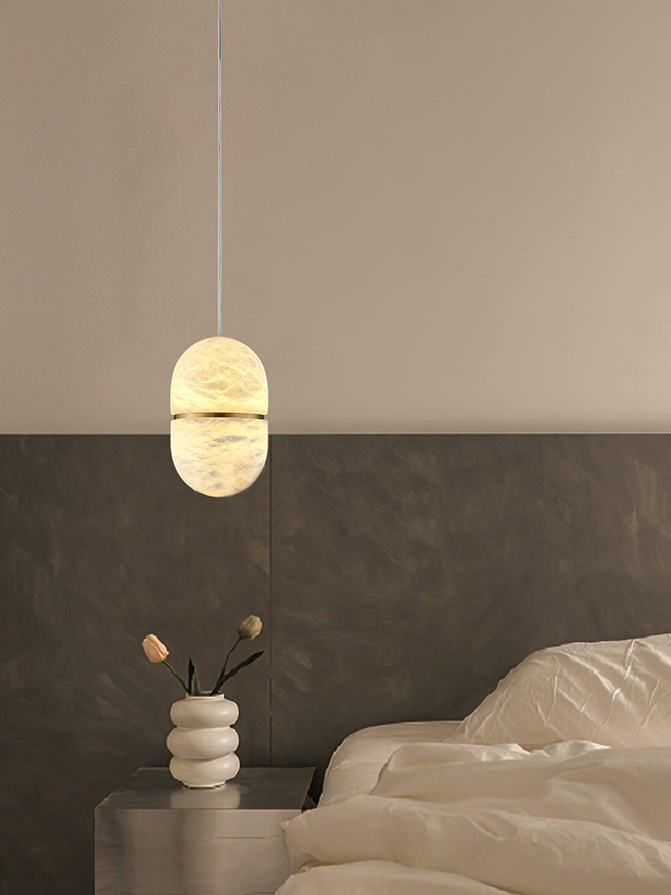 Strata Alabaster Capsule-Shape Pendant Light