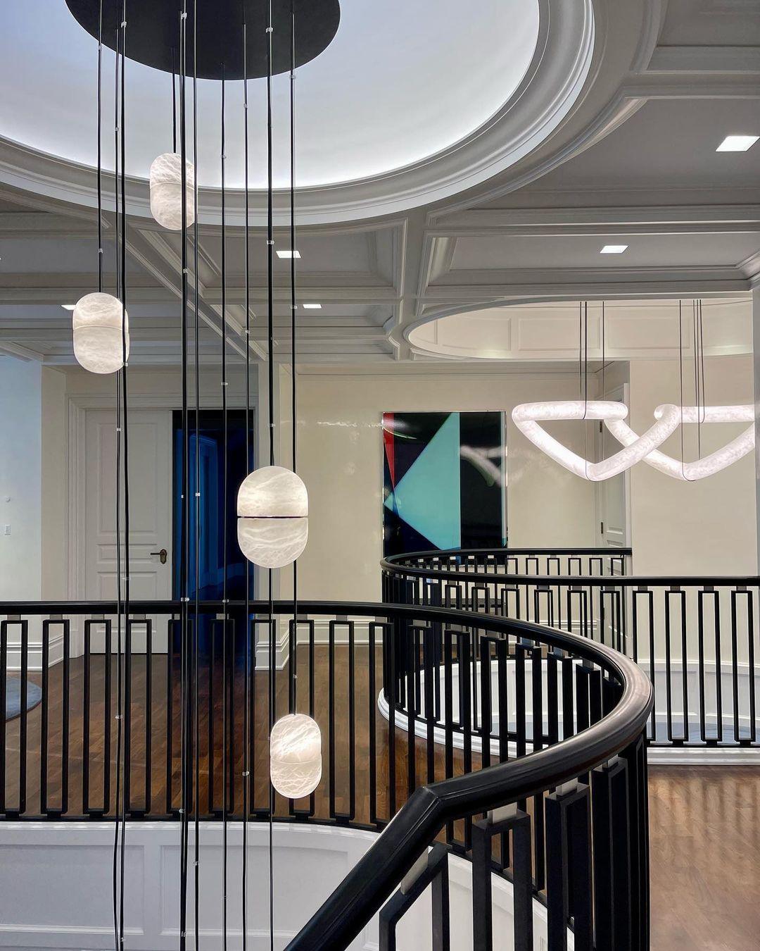 Strata Alabaster Capsule-Shape Pendant Light
