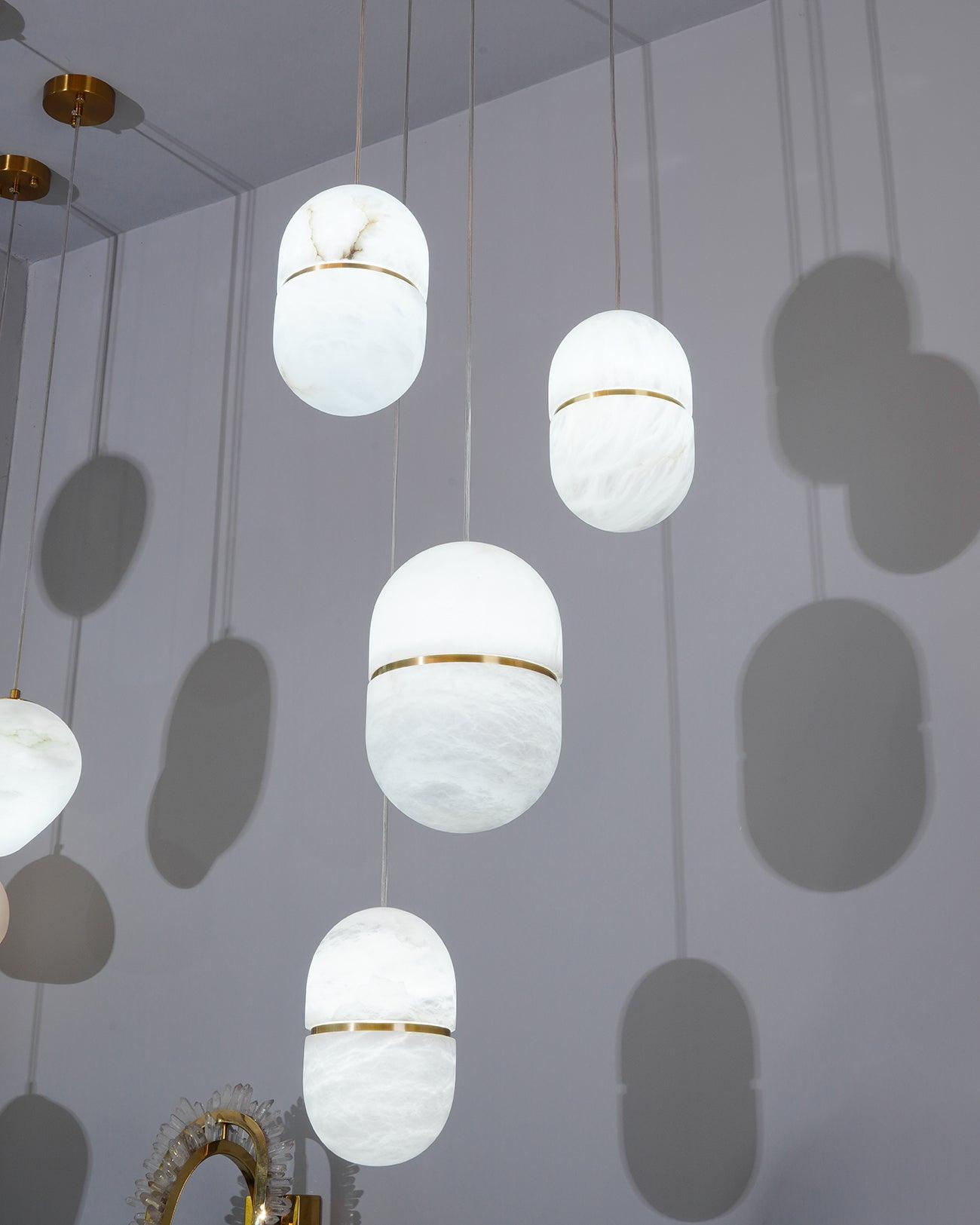 Strata Alabaster Capsule-Shape Pendant Light