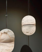 Strata Alabaster Capsule-Shape Pendant Light