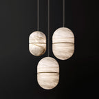 Strata Alabaster Capsule-Shape Pendant Light