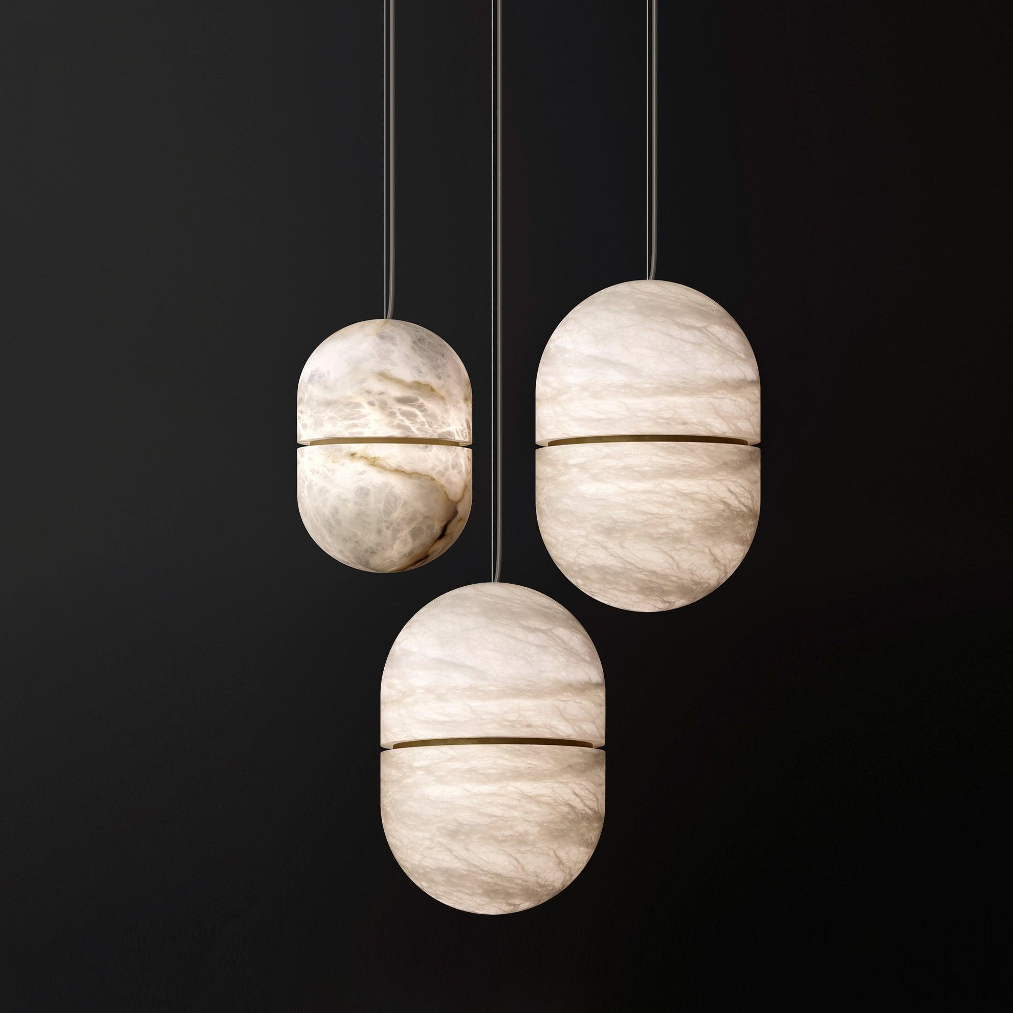Strata Alabaster Capsule-Shape Pendant Light