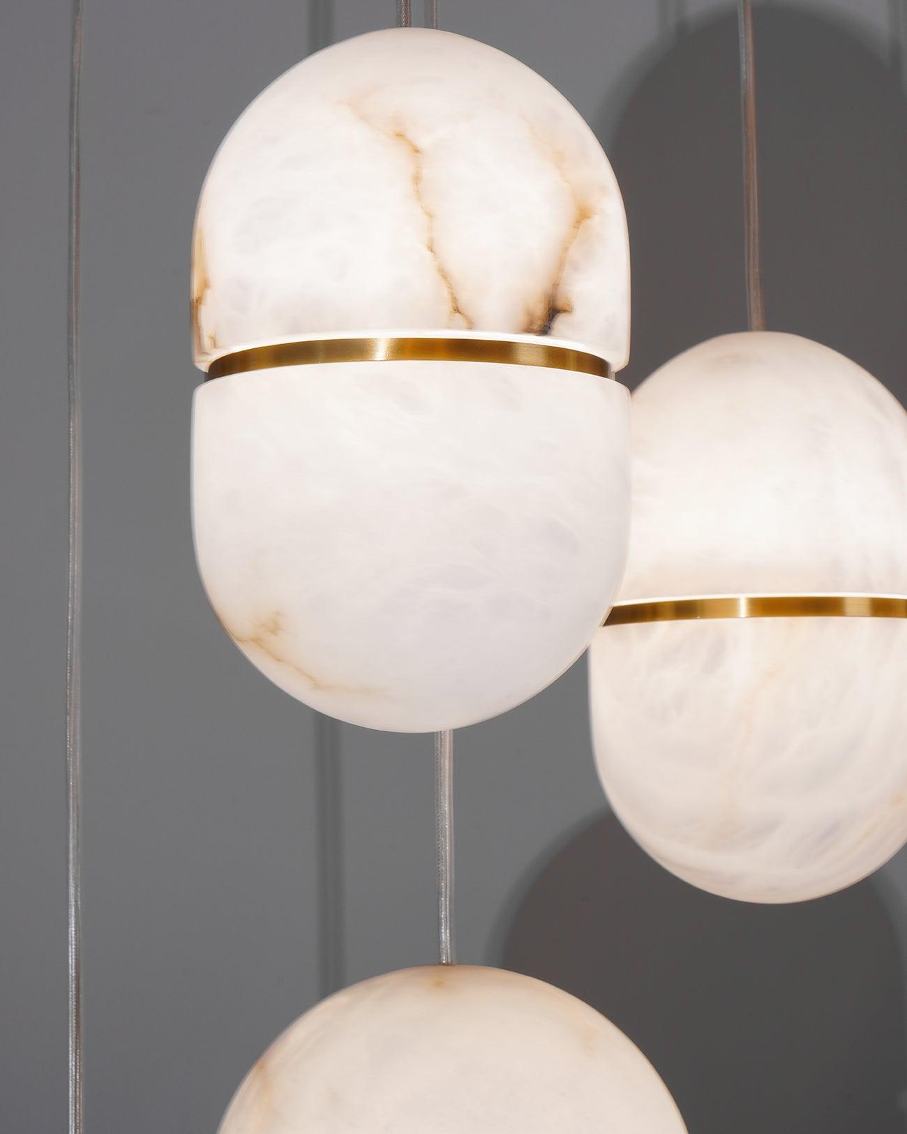 Strata Alabaster Capsule-Shape Pendant Light