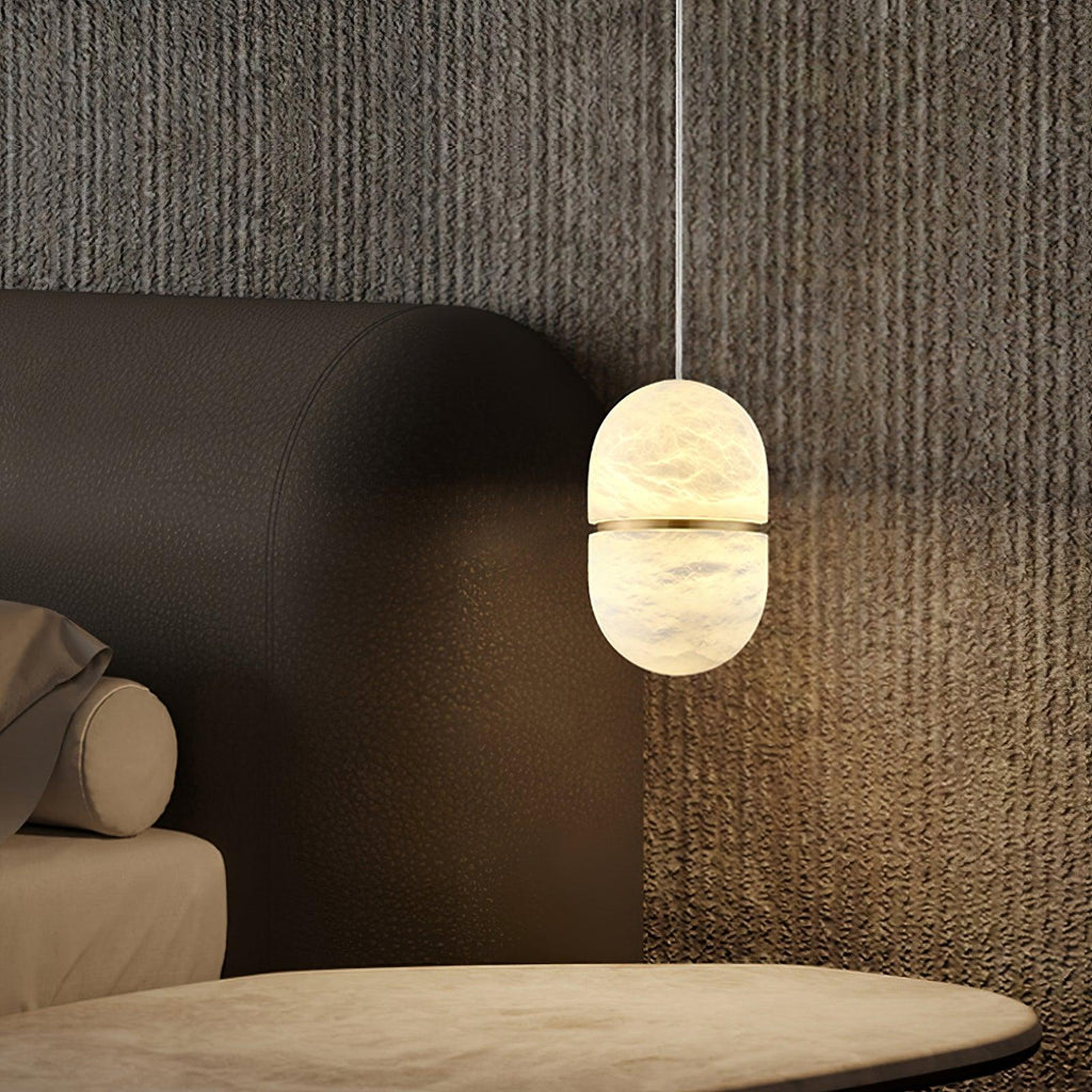 Strata Alabaster Capsule-Shape Pendant Light