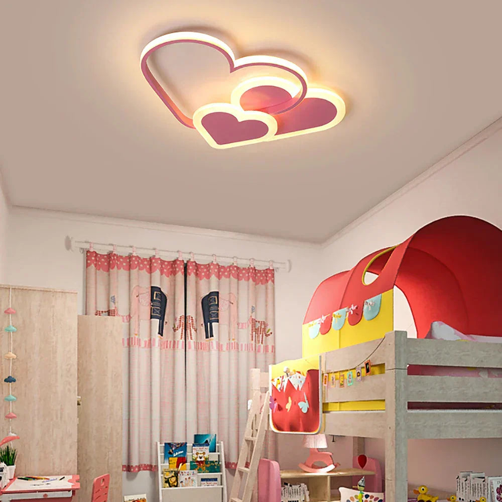 Modern LED Ceiling Lamp in the Shape of Hearts for Children's Room