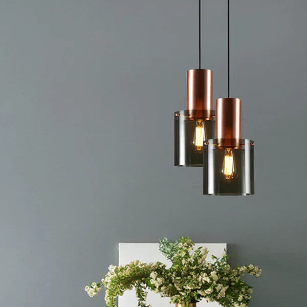 Modern Pendant Lamp with Glass Shade and Metal Accent – Industrial Elegance