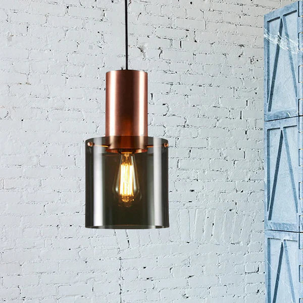 Modern Pendant Lamp with Glass Shade and Metal Accent – Industrial Elegance