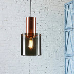 Modern Pendant Lamp with Glass Shade and Metal Accent – Industrial Elegance