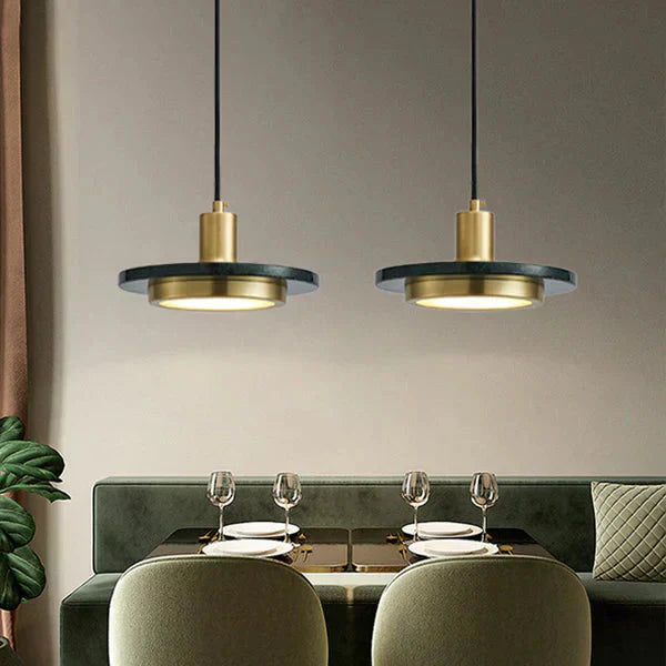 Modern Hanging Lamp with Marble Style Detail