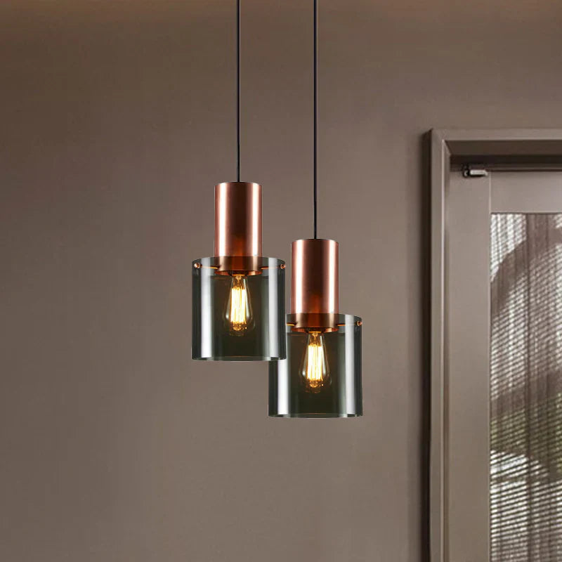 Modern Pendant Lamp with Glass Shade and Metal Accent – Industrial Elegance